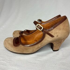 Chie Mihara Suede Made In Spain Tan Buckle Women’s Heels Size 34